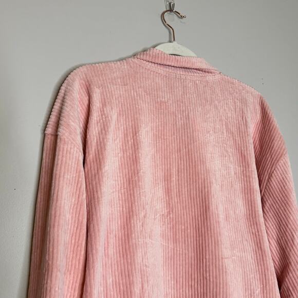 Topshop 1/4 Zip Ribbed Velour Sweatshirt Pink Cotton Blend Women 8-10 NWT - Picture 6 of 8